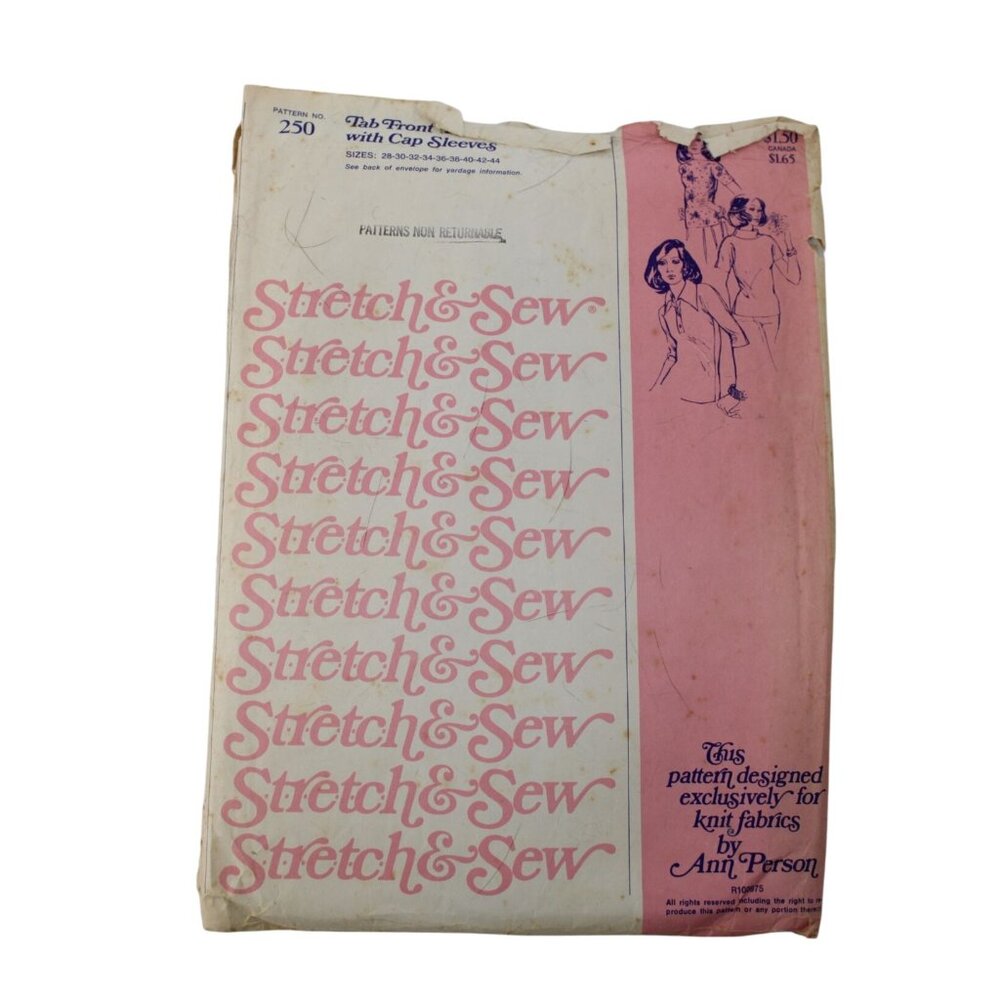 UNCUT Stretch & Sew Pattern 250 Womens Top Cap Sleeves Vintage 1967 93739